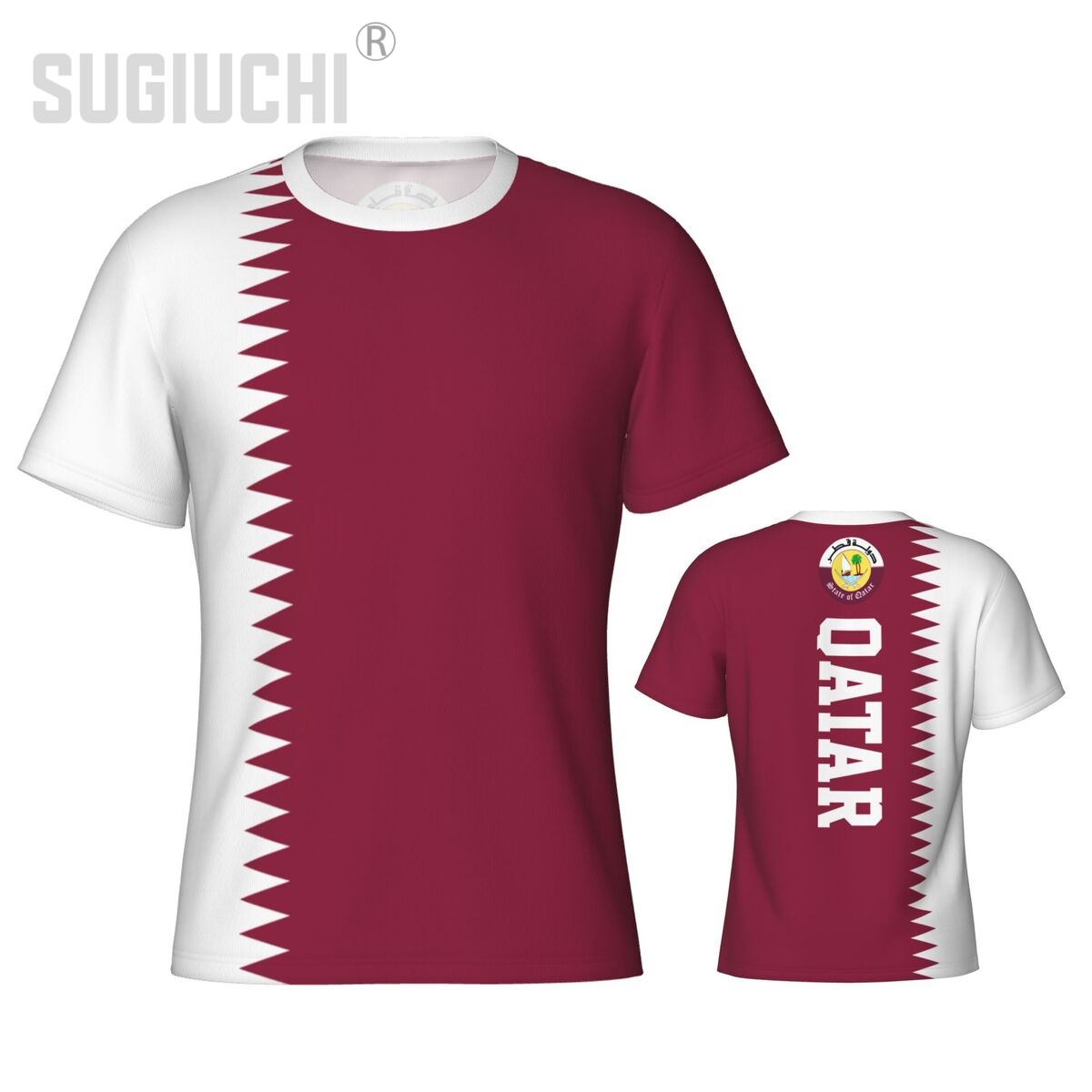 3D Printing Qatar - Obcisła koszulka sportowa z flagą Kataru,