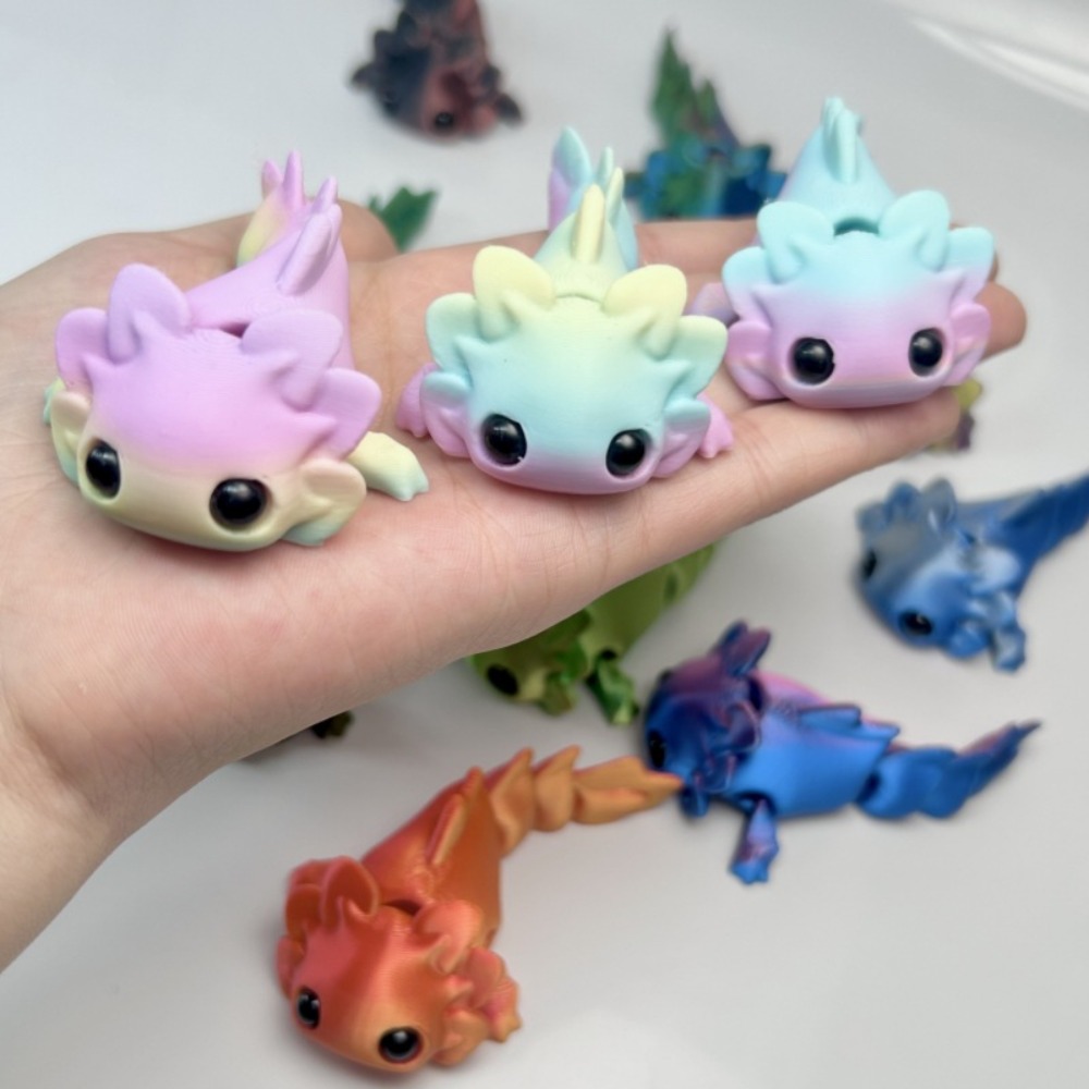3D Printing Gif - Figurki salamanderów drukowane w 3D, zabawki