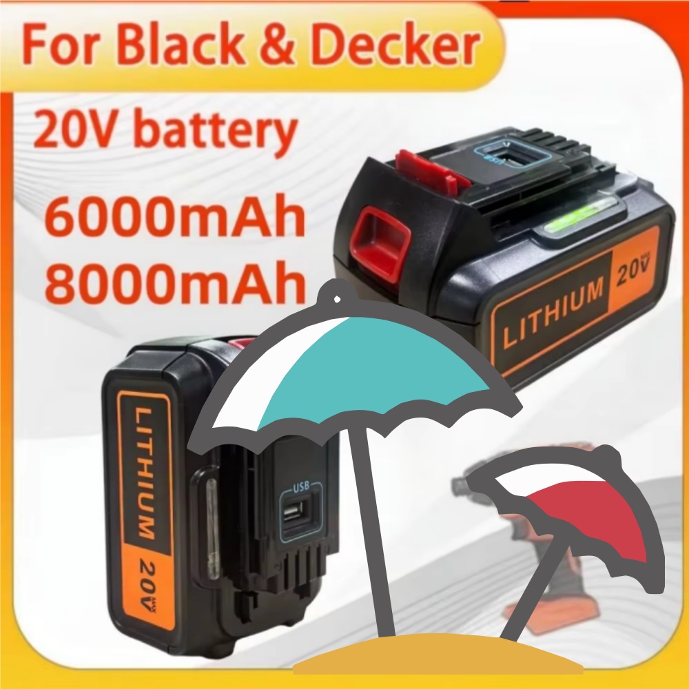 Black+Decker Tool 20V Max - Wysokopojemnościowy akumulator litowy 8Ah zamiennik dla
