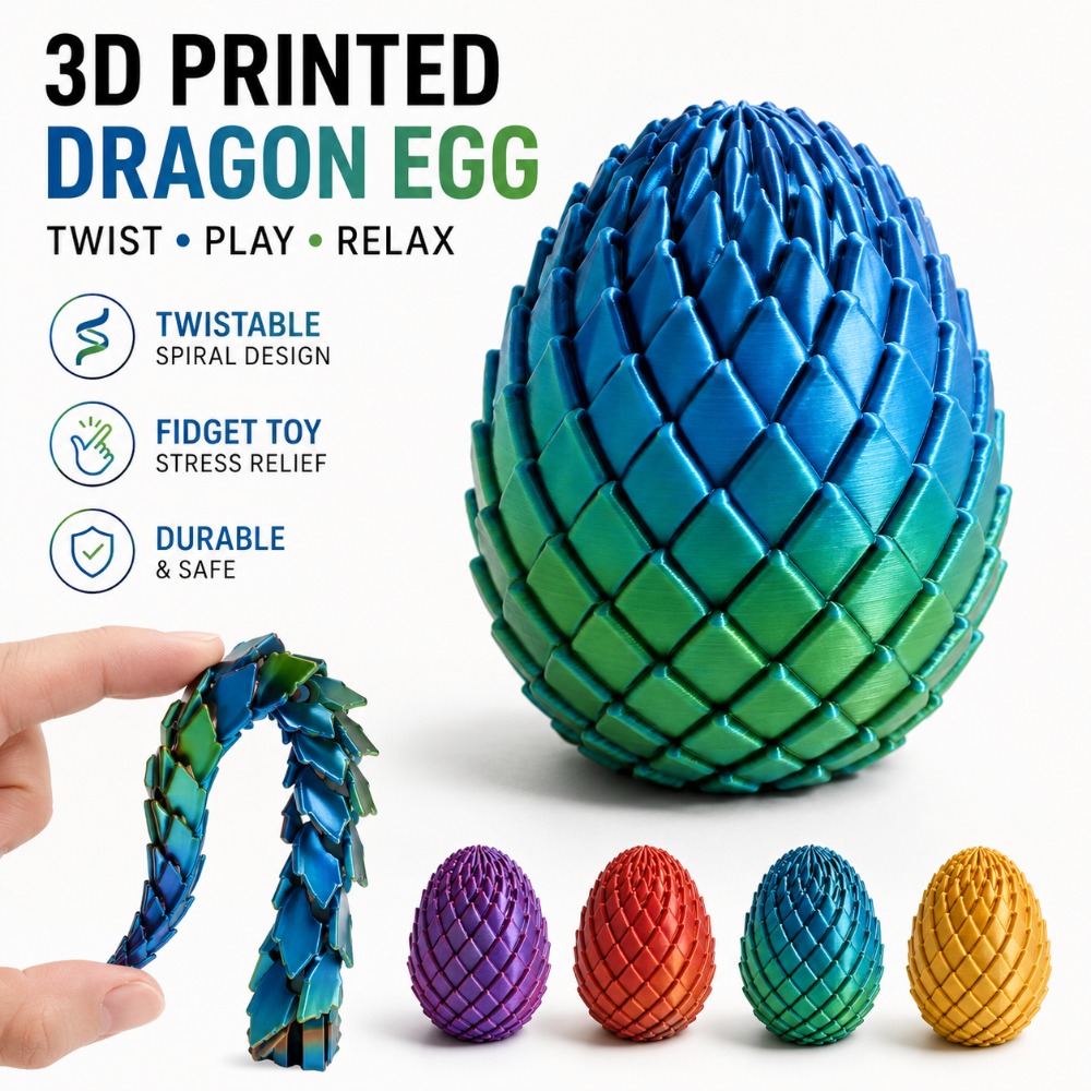 Drukowana w 3D skręcona jajko  – 3D Printing Gif recenzja i cena
